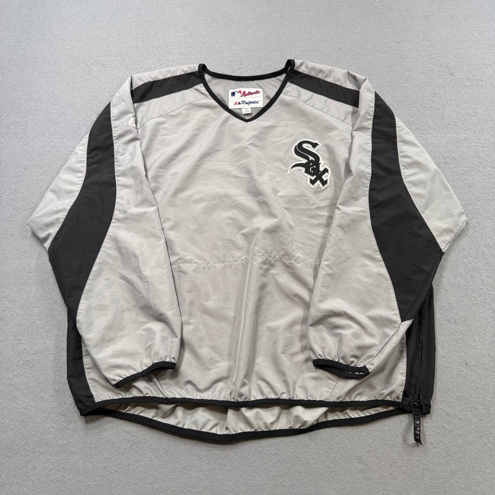 Majestic Chicago‎ White Sox Jacket Men's 2XL Gray Mesh Lined Windbreaker Vintage